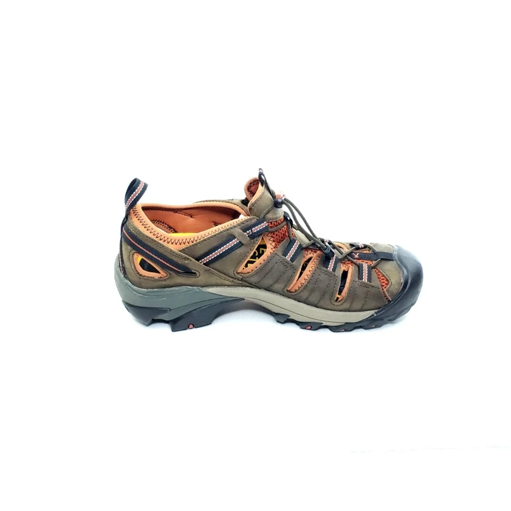 KEEN Arroyo II Mens Hiking Sandals Brown Black Orange Leather Size 11.5